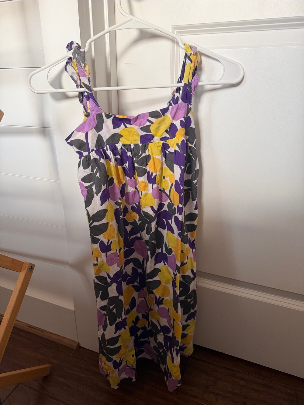 Floral Tie-Shoulder Sundress in Yellow, Purple & Black